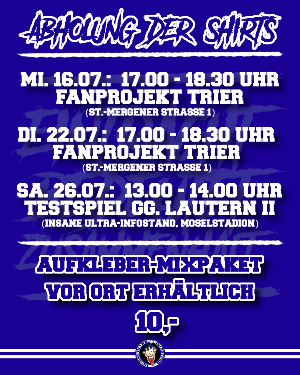 Abholung der Shirts